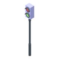 Electric train traffic lights icon, isometric style