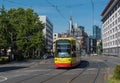 Electric tram in Hanauer Landstrasse, Frankfurt, Germany