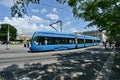 Electric Tram in Wide Avenue in Zagreb, Croatia