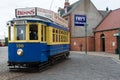 Electric tramcarwaiting for passengers