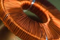 Electric transformer copper coil inductor Royalty Free Stock Photo