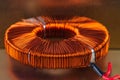 Electric transformer copper coil inductor Royalty Free Stock Photo