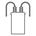 Electric transformer high voltage substation energy power contour outline line icon black color vector illustration image thin