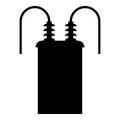 Electric transformer high voltage substation energy power icon black color vector illustration image flat style