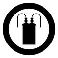 Electric transformer high voltage substation energy power icon in circle round black color vector illustration image solid Royalty Free Stock Photo