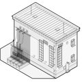 Electric transformer isometric building info graphic. High-voltage power station. Royalty Free Stock Photo