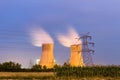 Thermal power plant at noght Royalty Free Stock Photo