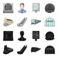 Electric, transport, equipment and other web icon in black,cartoon style.Public, transportation,machineryicons in set