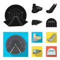 Electric, transport, equipment and other web icon in black, flat style.Public, transportation,machineryicons in set