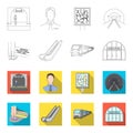 Electric, transport, equipment and other web icon in outline,flat style.Public, transportation,machineryicons in set