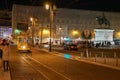 electric transport that runs on rails in the city of Lisbon at night