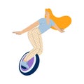 Electric Transport with Woman Character Ride Unicycle Vector Illustration