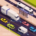 Electric Trucks Isometric Composition