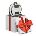 Electric unicycle inside gift box, present concept. 3D rendering Royalty Free Stock Photo