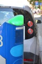 Electric urban charging station for vehicles in car sharing