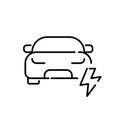 Electric vehicle. Car and lightning. Pixel perfect, editable stroke