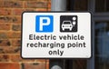 Electric vehicle charging point sign, UK Royalty Free Stock Photo