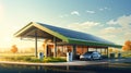 Electric vehicle charging at a solar-powered station Royalty Free Stock Photo