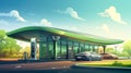 Electric vehicle charging at a solar-powered station Royalty Free Stock Photo