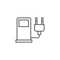 Electric vehicle charging station, ecology thin line icon. Linear vector symbol