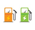 Electric vehicle charging station icon vector, electricity energy power fuel car refill pump sign symbol flat cartoon