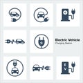 Electric Vehicle Charging Station Icons Set