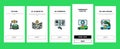 electric vehicle charging station onboarding icons set vector