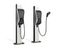 Electric vehicle charging station in public space Royalty Free Stock Photo