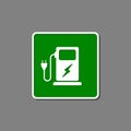 Electric Vehicle Charging Station road sign. Vector isolated illustration Royalty Free Stock Photo