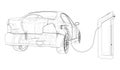 Electric Vehicle Charging Station Sketch. Vector