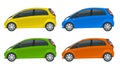 Electric vehicle or hybrid car. Electromobility e-motion. Eco-friendly hi-tech auto. Easy color change. Template vector Royalty Free Stock Photo