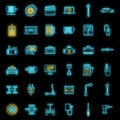 Electric vehicle repair service icons set vector neon