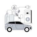 Electric vehicle use abstract concept vector illustration.