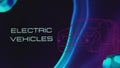 Electric vehicles inscription on abstract background with car symbol. Graphic presentation. Transportation concept