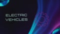 Electric vehicles inscription on abstract background with gear symbol. Graphic presentation. Transportation concept