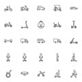 Electric vehicles line icons set