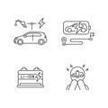 Electric vehicles travel linear icons set