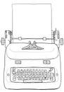 Electric vintage Typewriter with paper line art Royalty Free Stock Photo