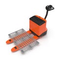 Electric walkie pallet jack isolated on white. 3D Illustration