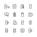 Electric watt rechargeable battery thin line vector icons