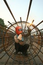 Electric welders in a construction site