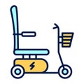 Electric wheelchair for the disabled color line icon. Isolated vector element. Outline pictogram for web page, mobile