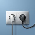 Electric white and black plugs with plastic socket