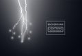 Electric white lightning flash discharge with soft transparent glow effect. Vector design element isolated on dark background. Royalty Free Stock Photo