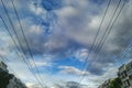 electric wire on blue sky cloud