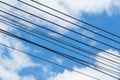 Electric wire cable on blue sky Royalty Free Stock Photo