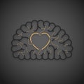 Electric wire cable Brain black color, Love concept design with Heart sign symbol illustration