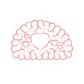 Electric wire cable Brain pink color, Love concept flat design with Heart sign symbol illustration