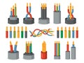 Electric wires. Single core and multicore set