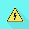 Electric yellow sign icon, flat style